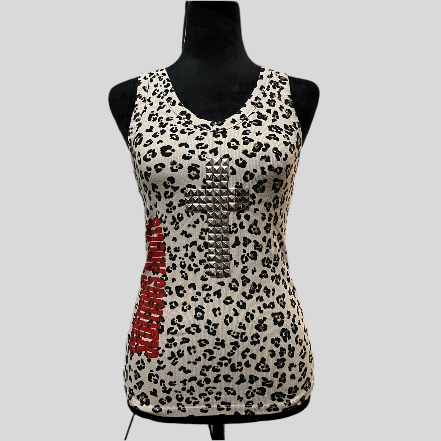 Studded Leopard Tank Top