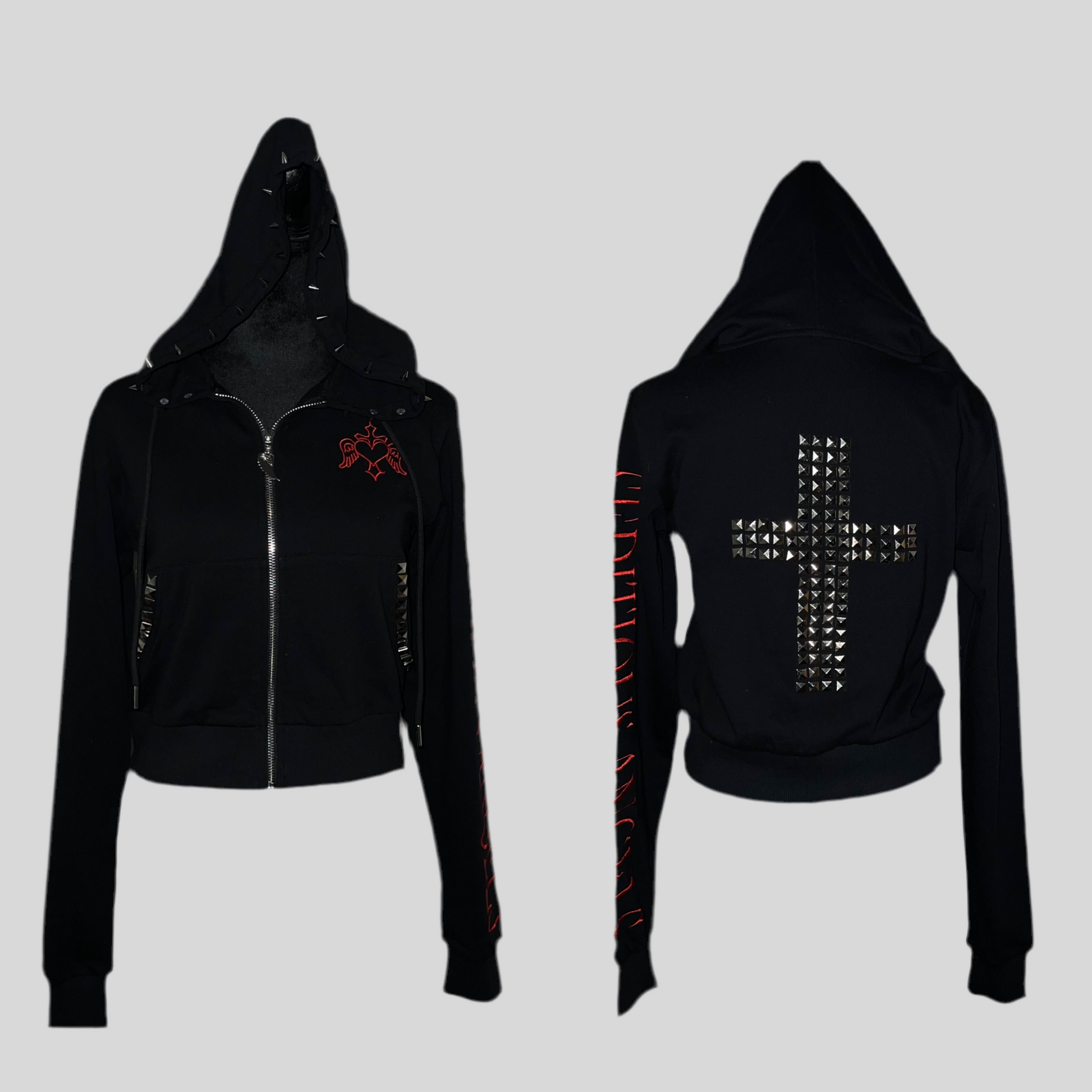 完売⭐︎ALEXIASTAM Distressed Cropped Hoodie HF16 - Heavy Fleece Cropped Zip-Up Hoodie (Garment Dye