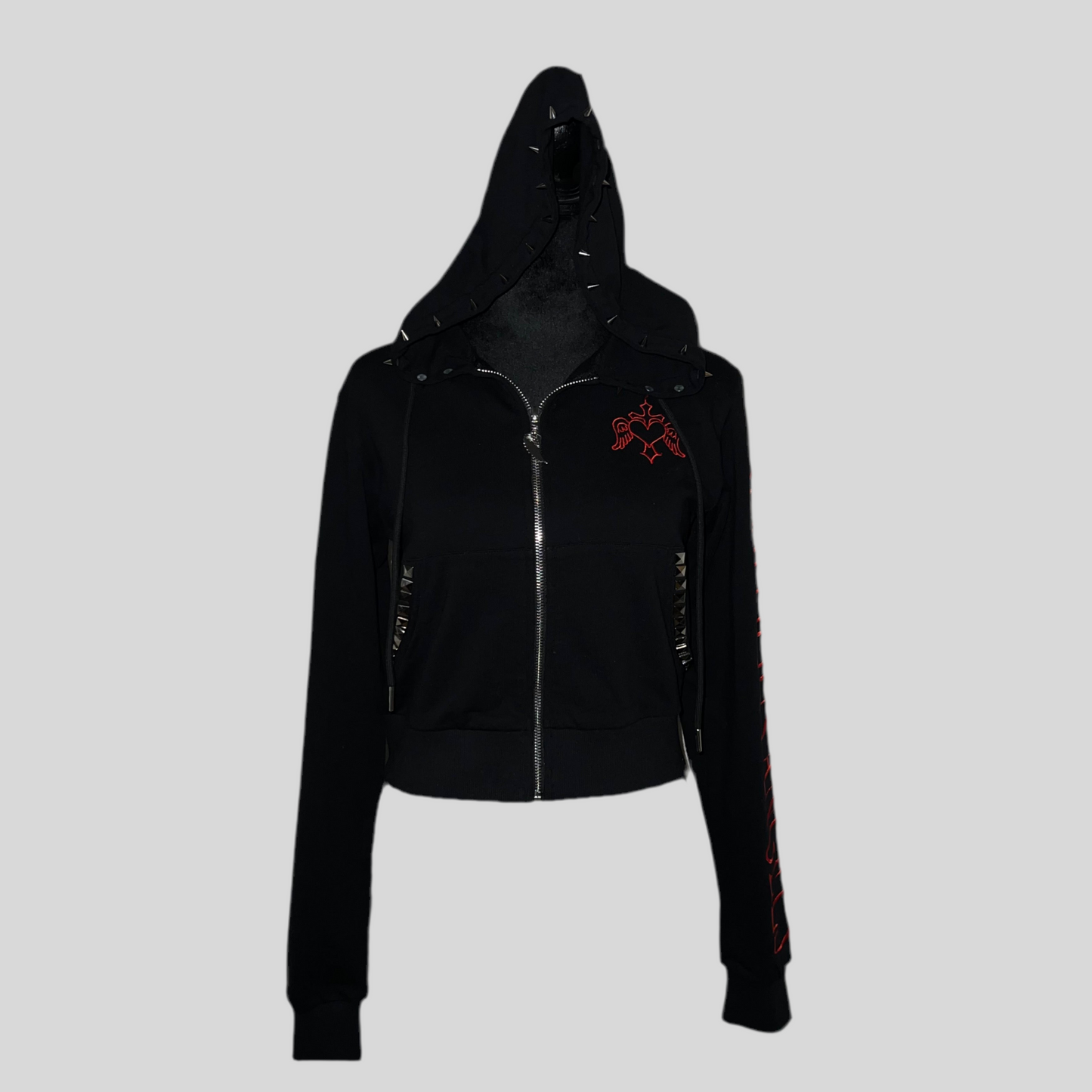 【RosenKreuz】studded damage cropped zipup RosenKreuz studded damage cropped zip up
