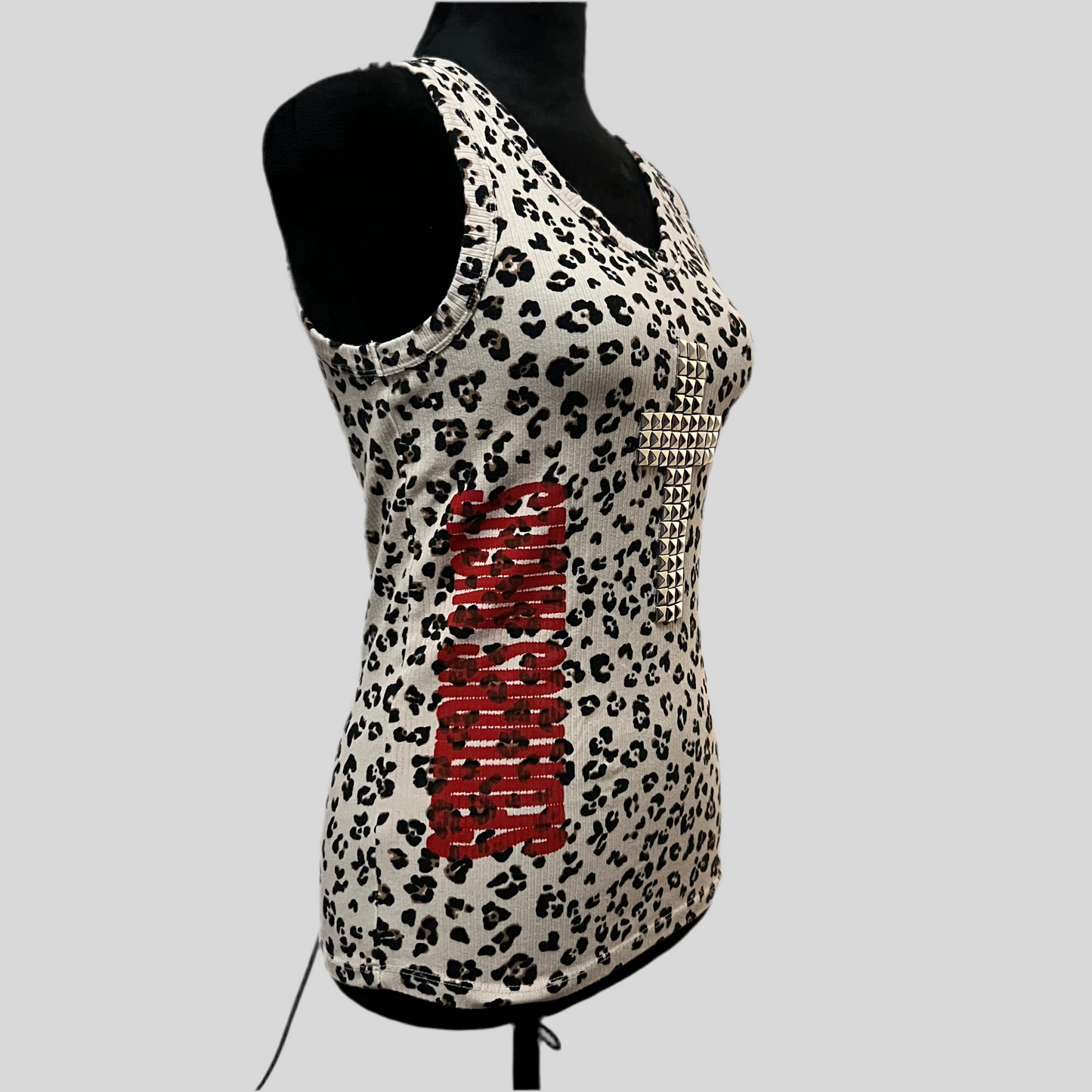 Studded Leopard Tank Top